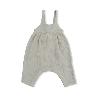 Solid Muslin Desert Green - Tie Back Romper - Hello Baby Apparel