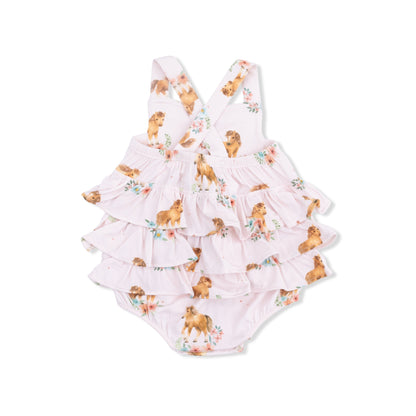 Pink Ponies - Ruffle Sunsuit - Hello Baby Apparel
