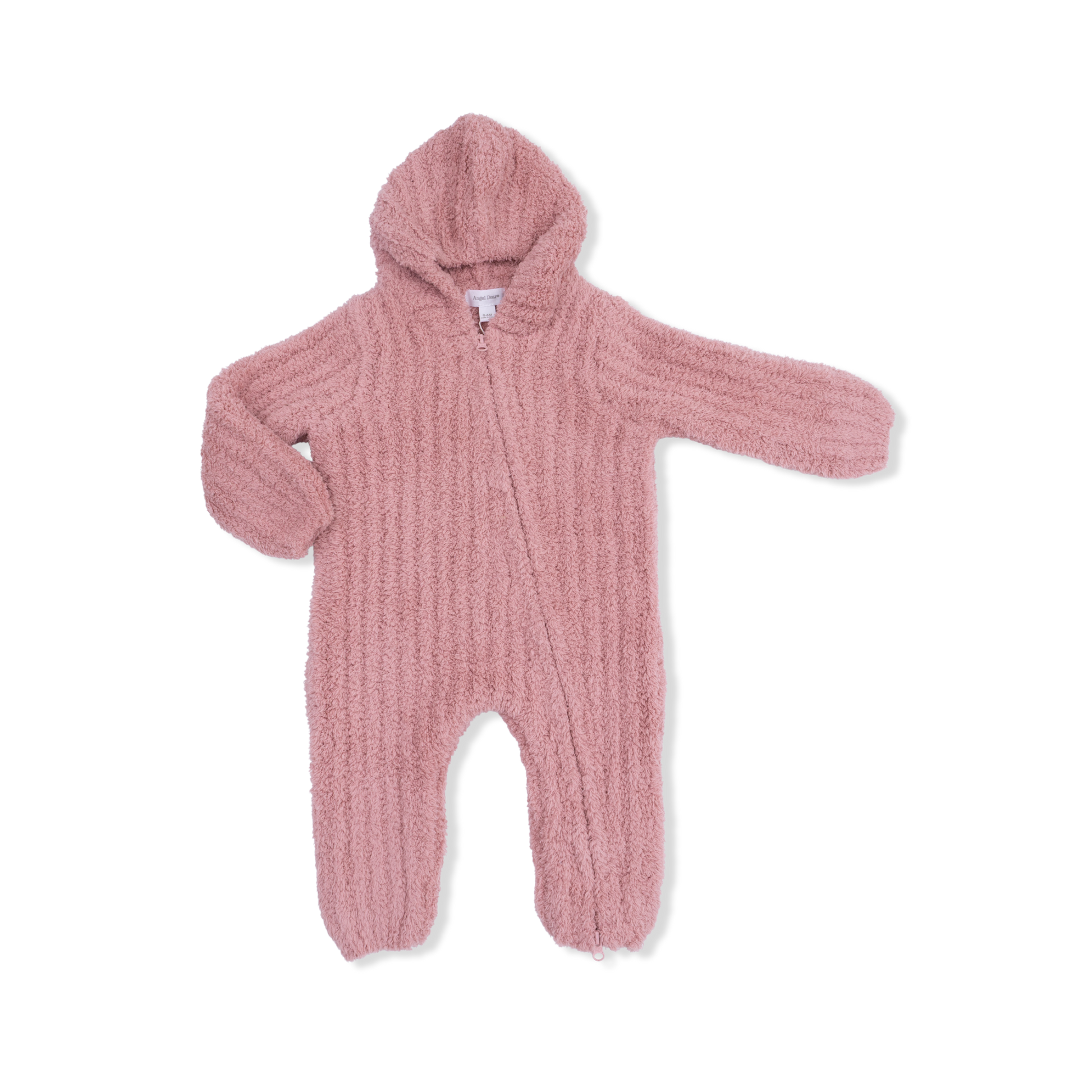 Chenille - Rose Hooded Romper with Striped Texture - Hello Baby Apparel
