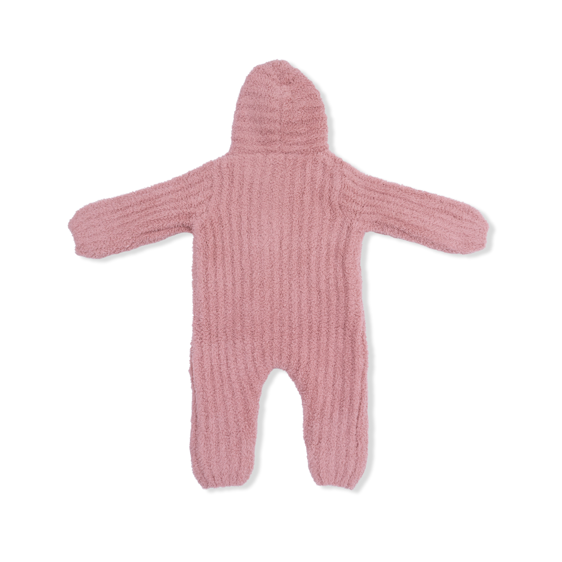 Chenille - Rose Hooded Romper with Striped Texture - Hello Baby Apparel