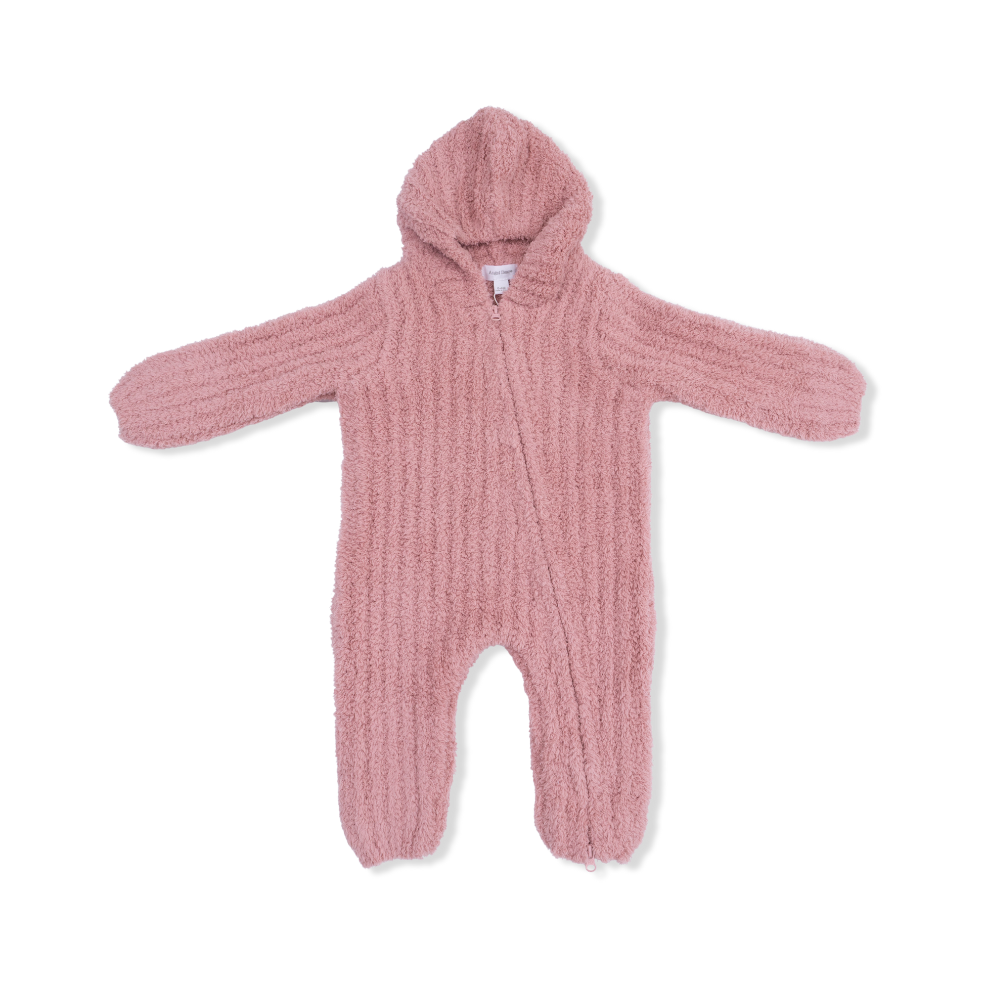 Chenille - Rose Hooded Romper with Striped Texture - Hello Baby Apparel