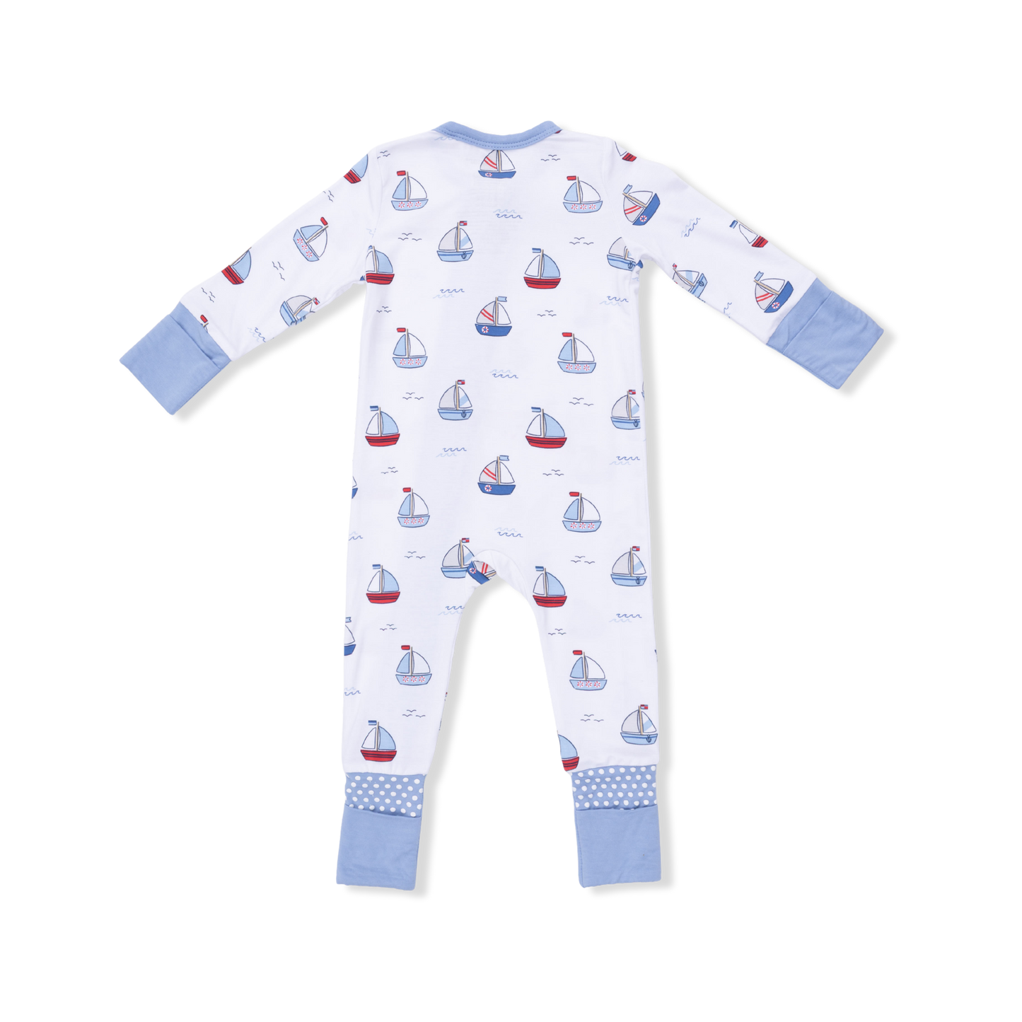 Bubbly Sailboats Blue - Convertible Romper - Hello Baby Apparel