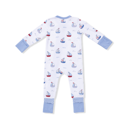 Bubbly Sailboats Blue - Convertible Romper - Hello Baby Apparel