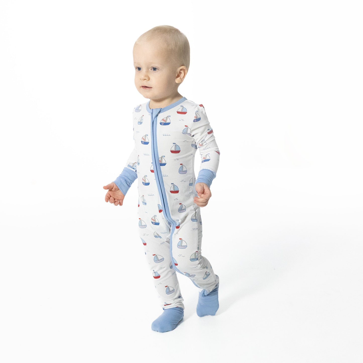 Bubbly Sailboats Blue - Convertible Romper - Hello Baby Apparel