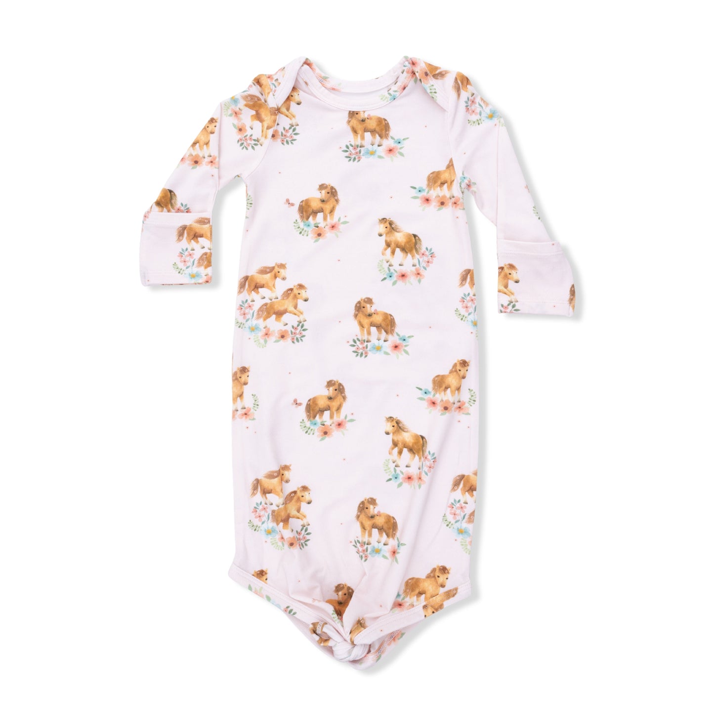 Pink Ponies - Knotted Gown and Headband - Hello Baby Apparel