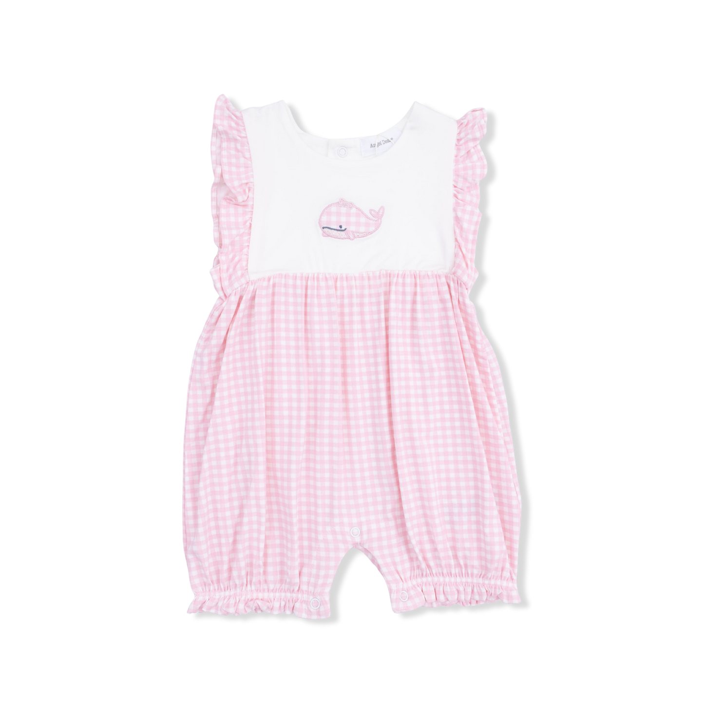 Bubbly Whale with Bow  Pink - Ruffle Playsuit - Hello Baby Apparel