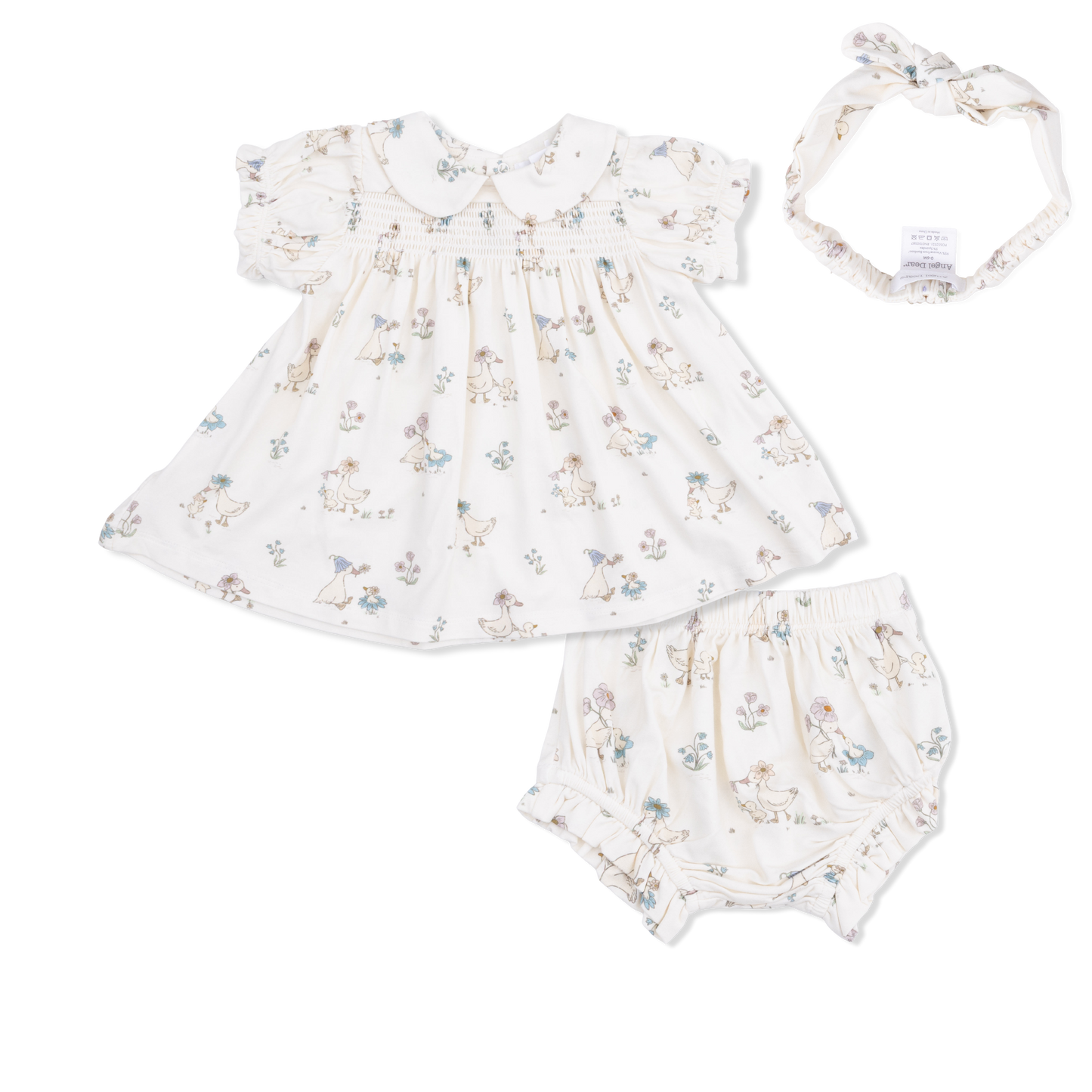 Flower Ducklings - Smocked Dress Set with Headband - Hello Baby Apparel