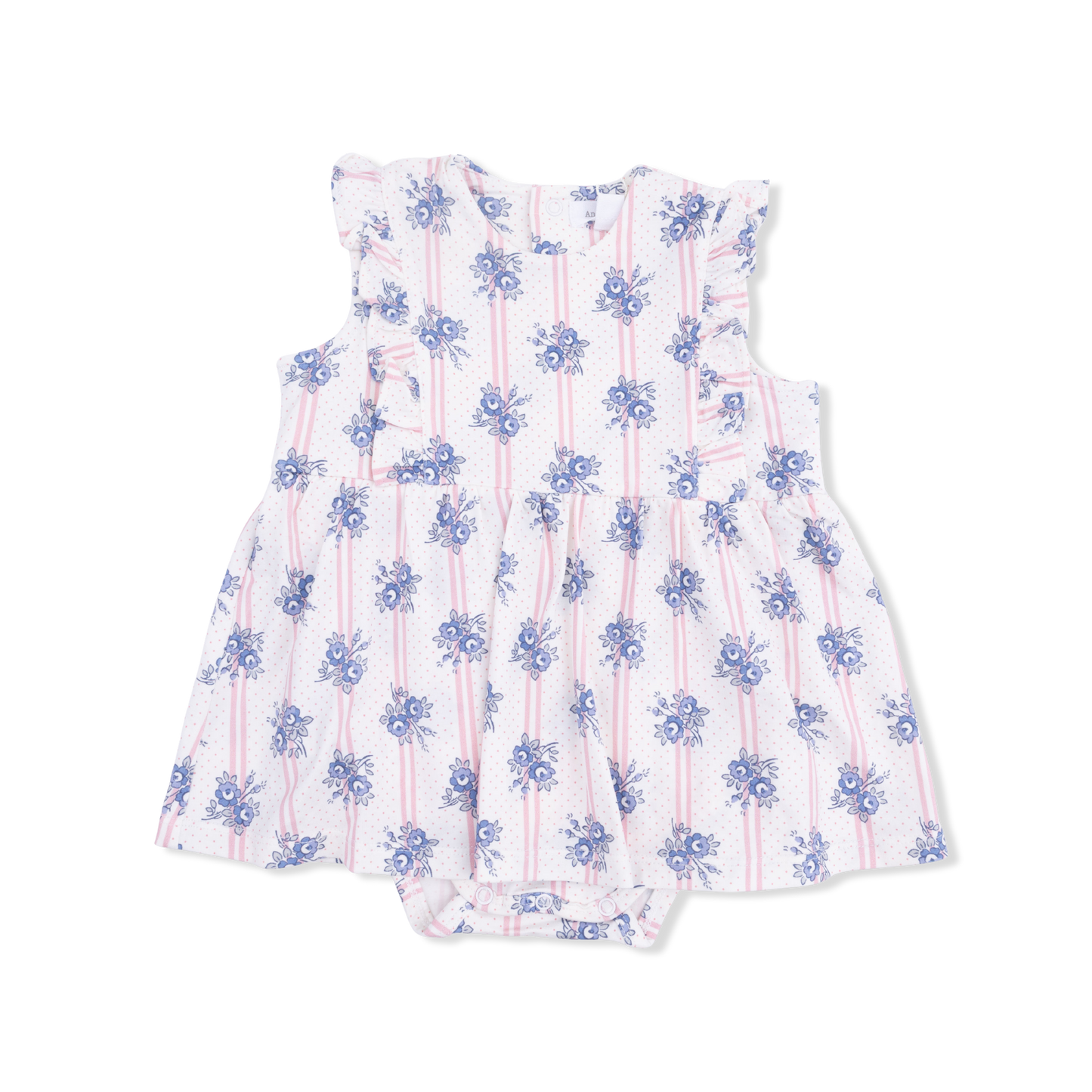 Stripe Dot Roses - Ruffle Bodysuit Dress - Hello Baby Apparel