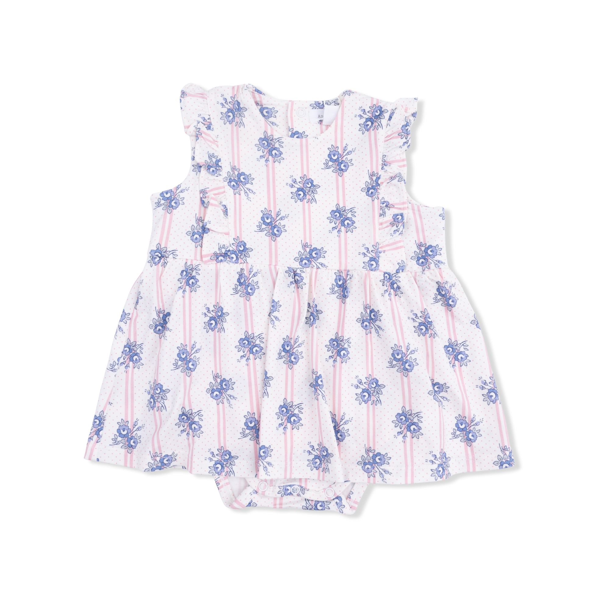 Stripe Dot Roses - Ruffle Bodysuit Dress - Hello Baby Apparel