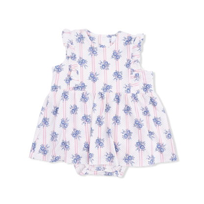 Stripe Dot Roses - Ruffle Bodysuit Dress - Hello Baby Apparel