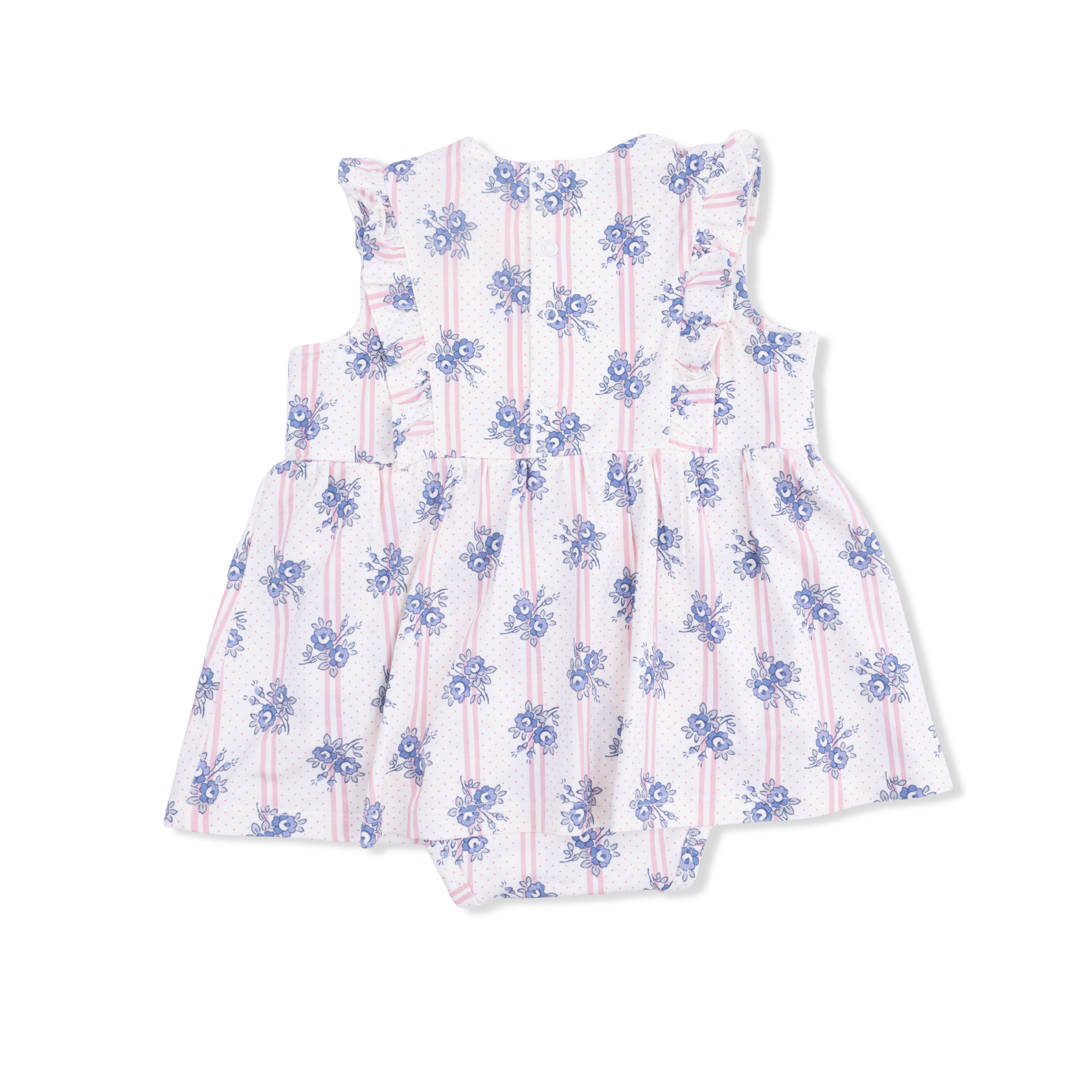 Stripe Dot Roses - Ruffle Bodysuit Dress - Hello Baby Apparel