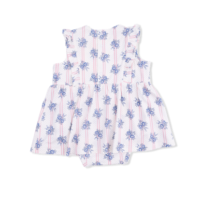 Stripe Dot Roses - Ruffle Bodysuit Dress - Hello Baby Apparel