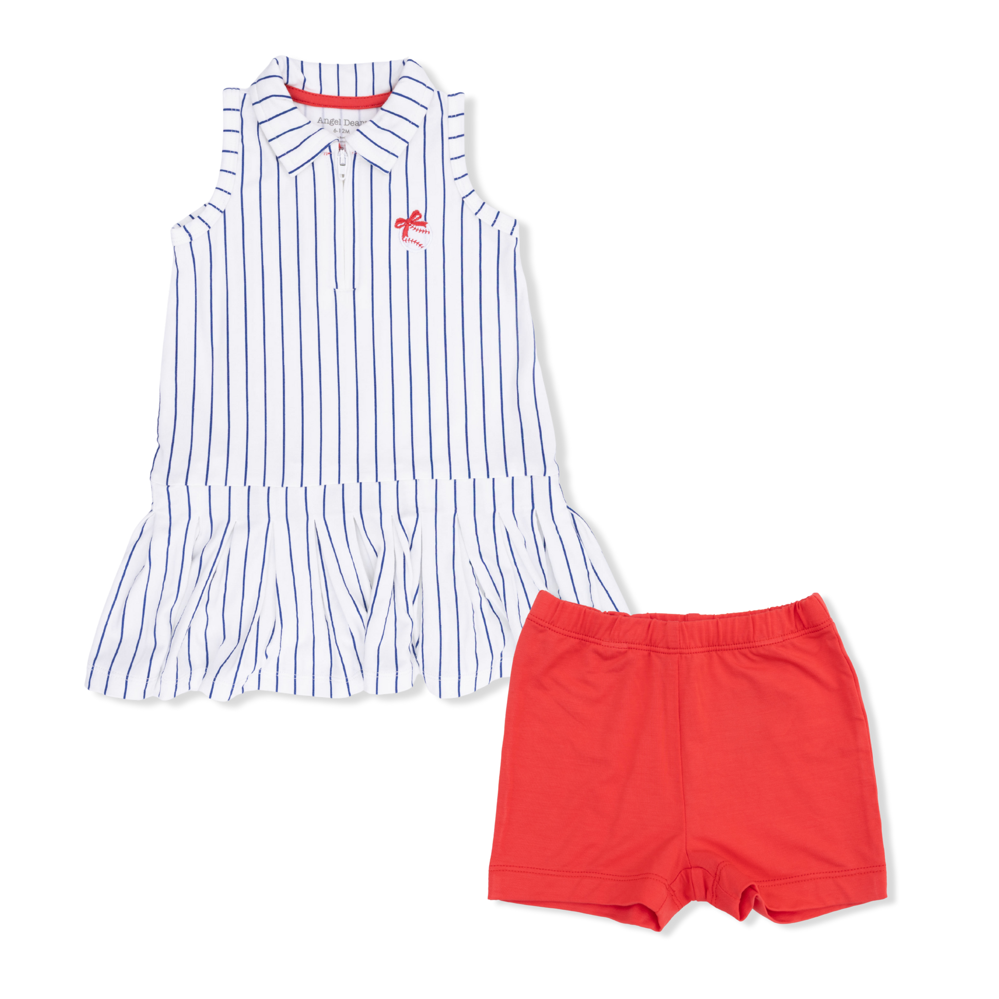 Baseball Stripe - Polo Dress with Cartwheel Short - Hello Baby Apparel