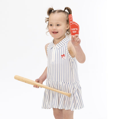 Baseball Stripe - Polo Dress with Cartwheel Short - Hello Baby Apparel