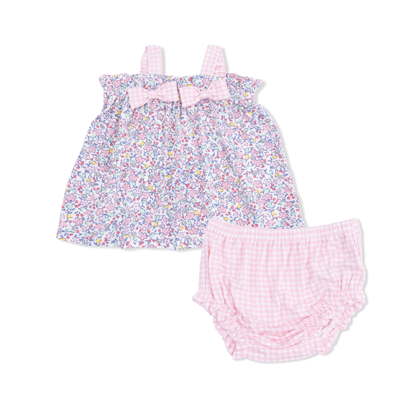Elizabeth's Garden - Top with Bows and Ruffle Leg Bloomer - Hello Baby Apparel