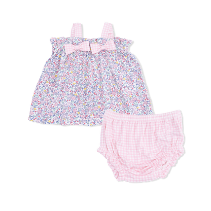 Elizabeth's Garden - Top with Bows and Ruffle Leg Bloomer - Hello Baby Apparel