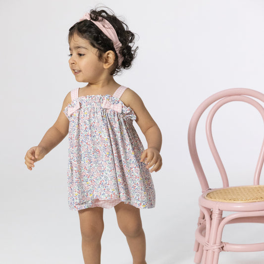 Elizabeth's Garden - Top with Bows and Ruffle Leg Bloomer - Hello Baby Apparel