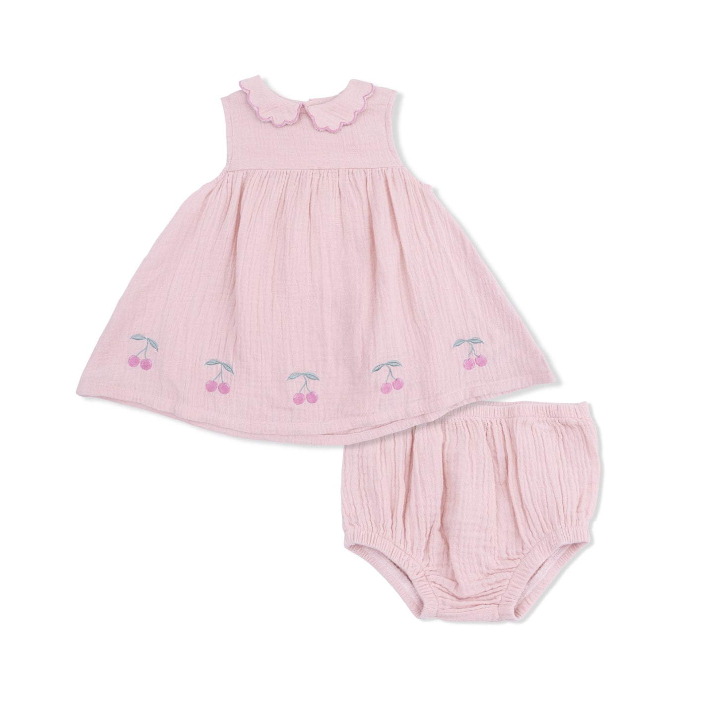 Solid Muslin Lotus - Petal Collar Dress Set - Hello Baby Apparel