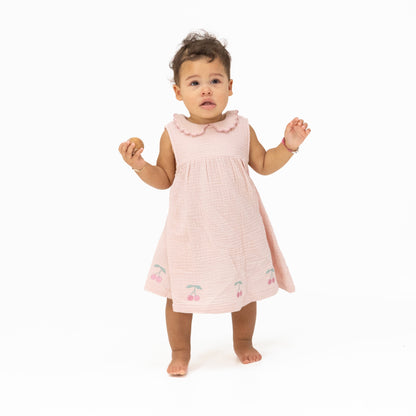 Solid Muslin Lotus - Petal Collar Dress Set - Hello Baby Apparel