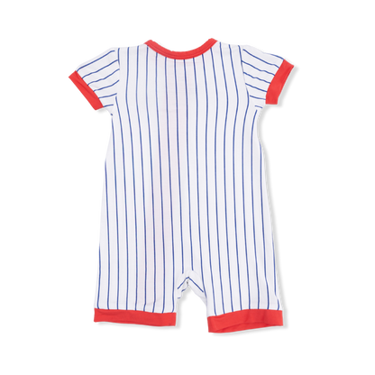 Baseball Stripe - Shortie 2 Way Zipper Romper - Hello Baby Apparel