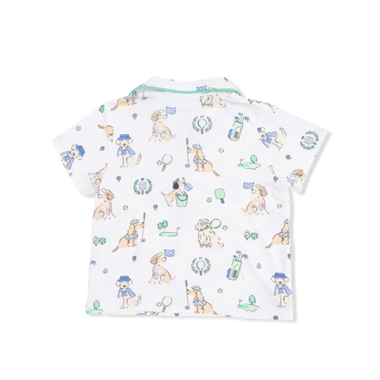 Country Club Dogs Neutral - Polo with Casual Short  & Bucket Hat - Hello Baby Apparel