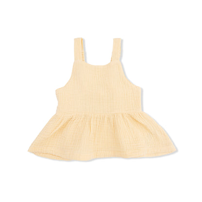 Micro Gingham Blue Blizzard - Peplum Tank with Wide Leg Pant - Hello Baby Apparel