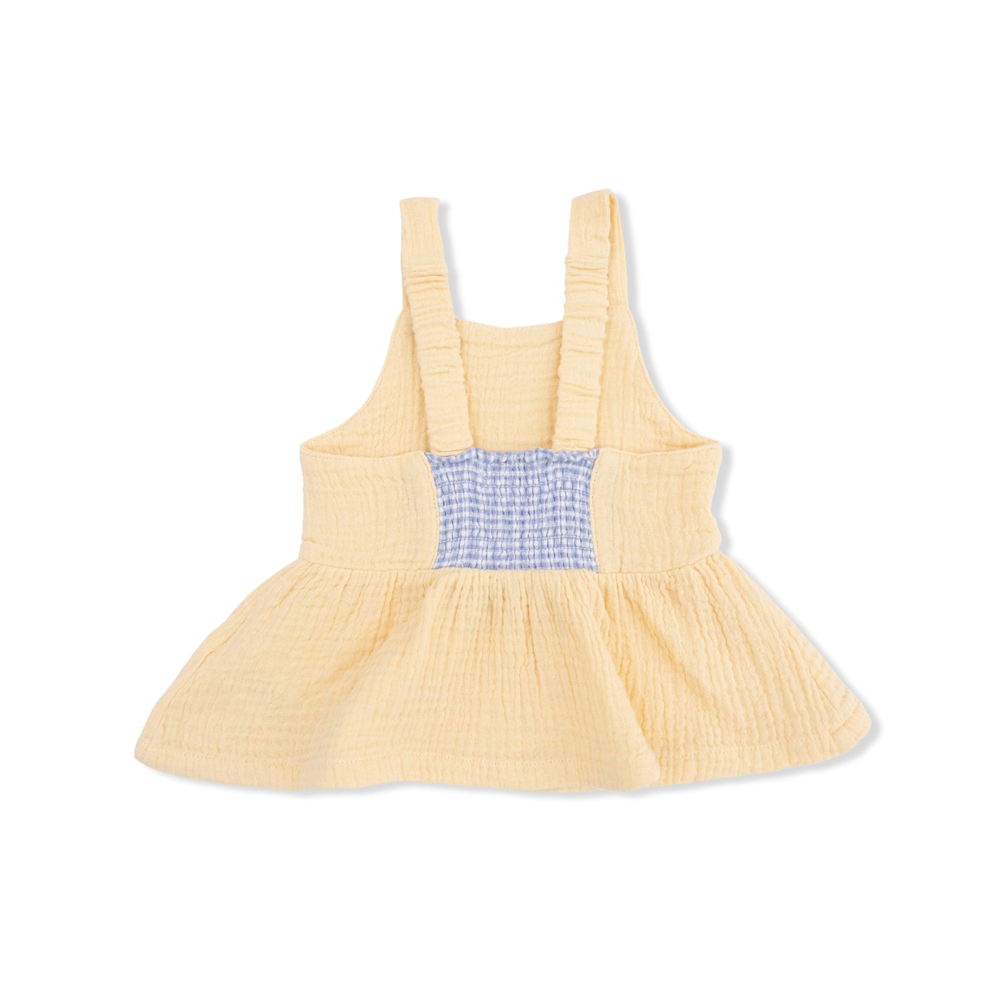 Micro Gingham Blue Blizzard - Peplum Tank with Wide Leg Pant - Hello Baby Apparel