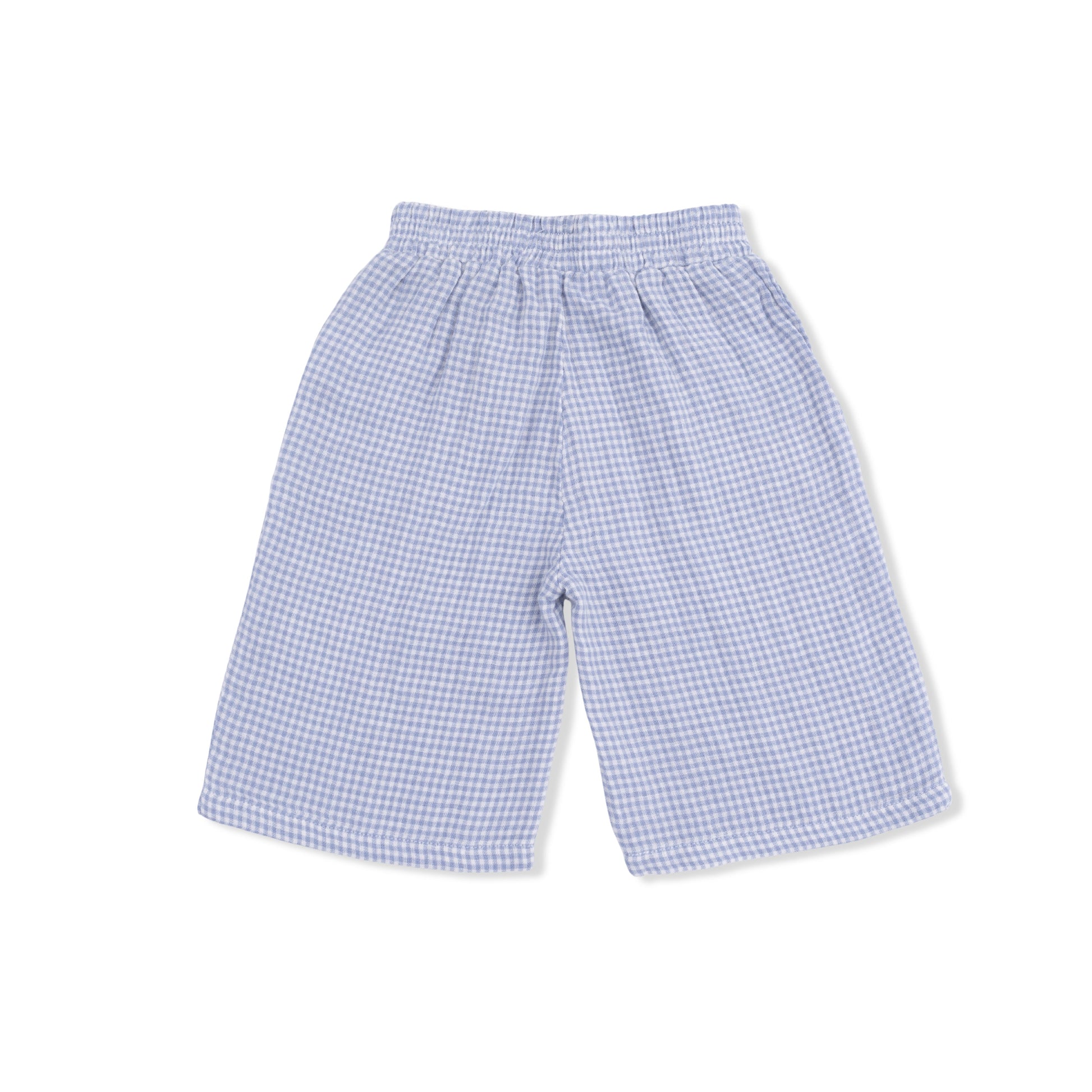 Micro Gingham Blue Blizzard - Peplum Tank with Wide Leg Pant - Hello Baby Apparel