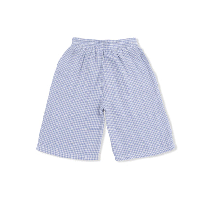 Micro Gingham Blue Blizzard - Peplum Tank with Wide Leg Pant - Hello Baby Apparel
