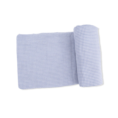 Micro Gingham Blue Blizzard - Swaddle Blanket - Hello Baby Apparel