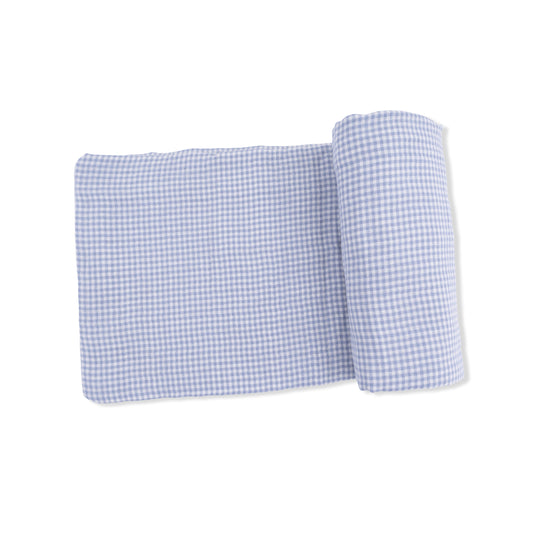 Micro Gingham Blue Blizzard - Swaddle Blanket - Hello Baby Apparel