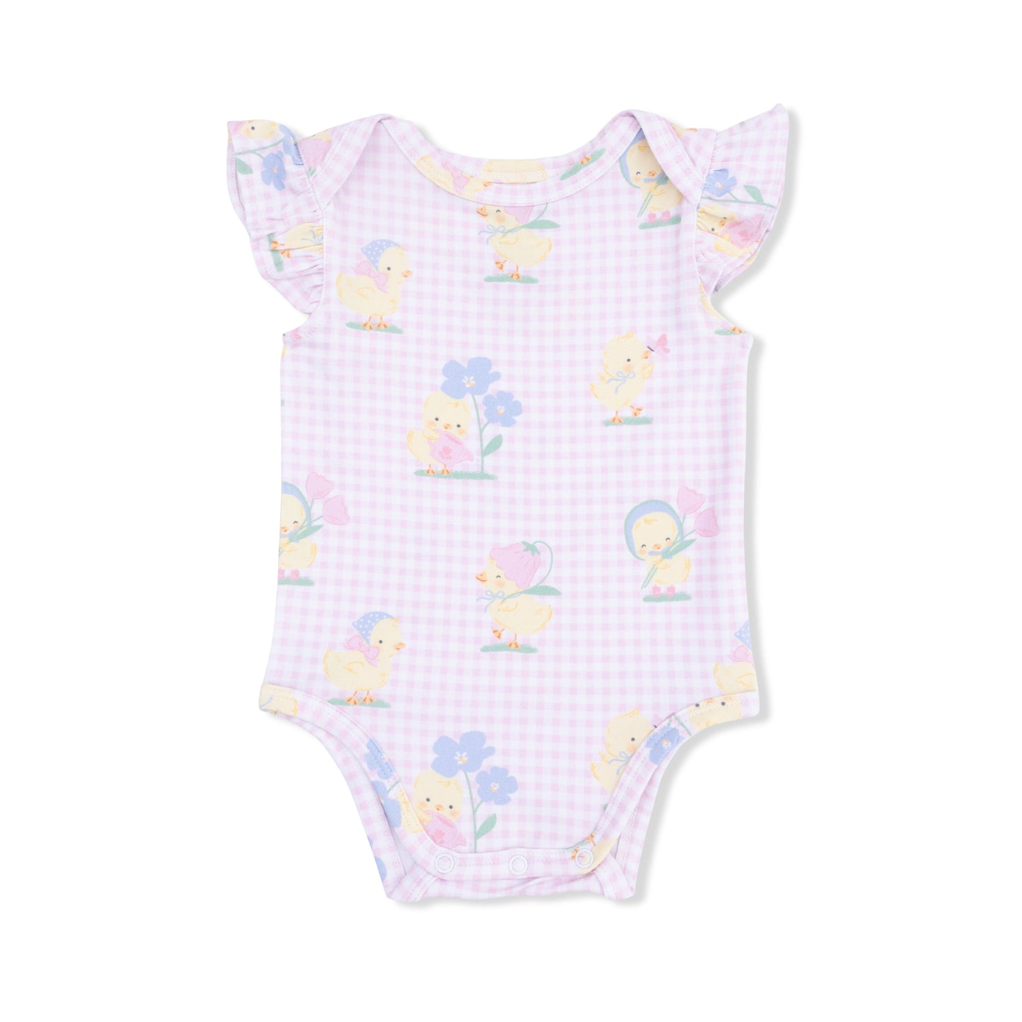 Vintage Spring Ducklings Pink - Ruffle Sleeve Bodysuit - Hello Baby Apparel