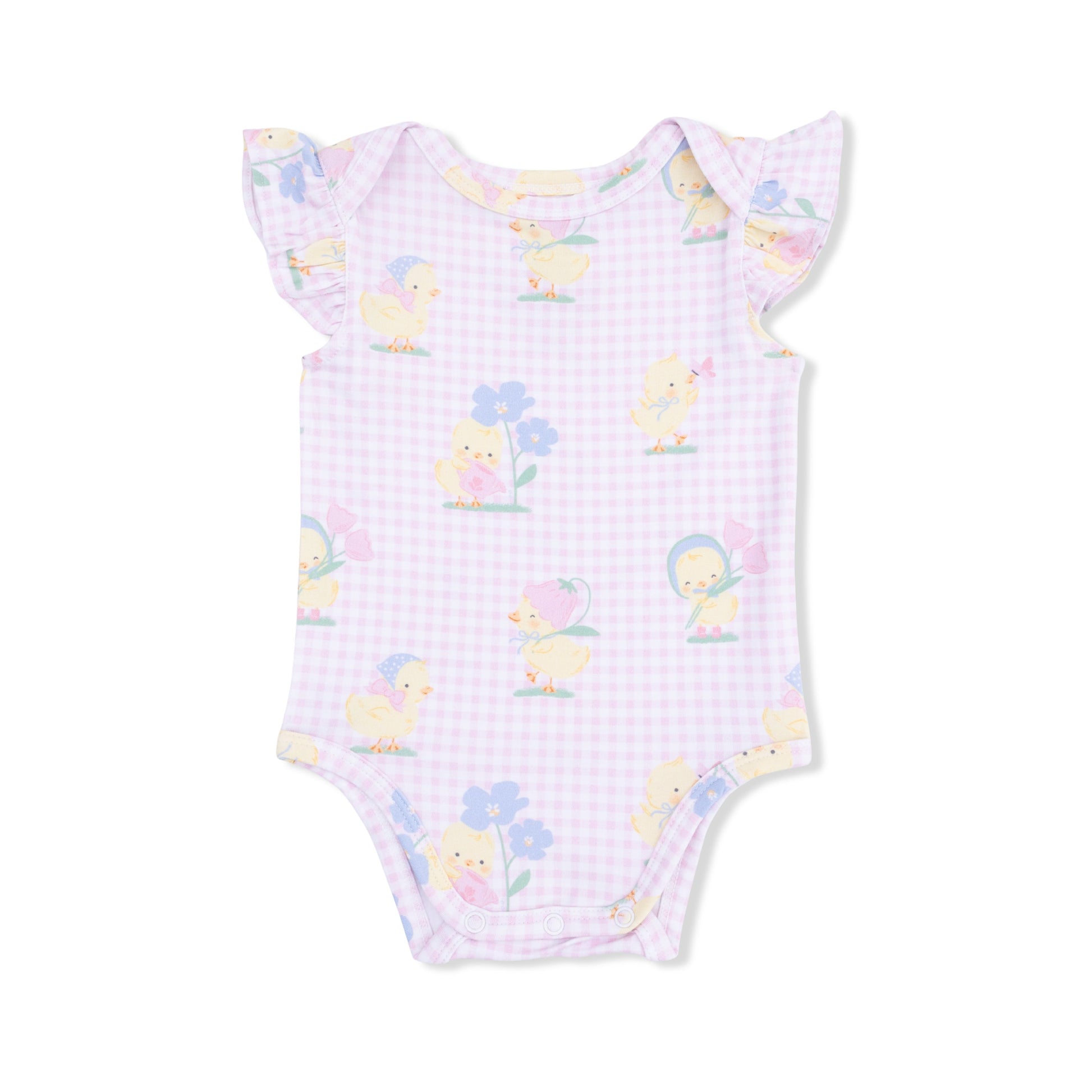 Vintage Spring Ducklings Pink - Ruffle Sleeve Bodysuit - Hello Baby Apparel