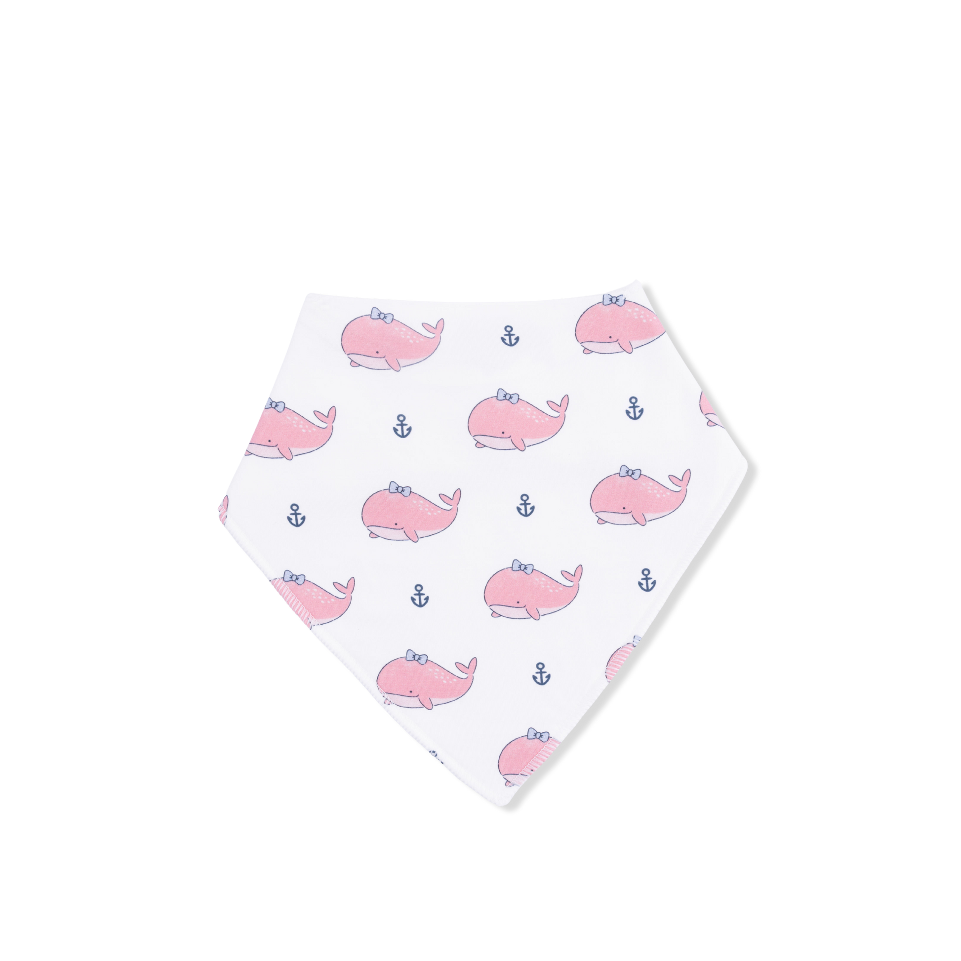 Bubbly Whale with Bow  Pink - Bandana Bib - Hello Baby Apparel