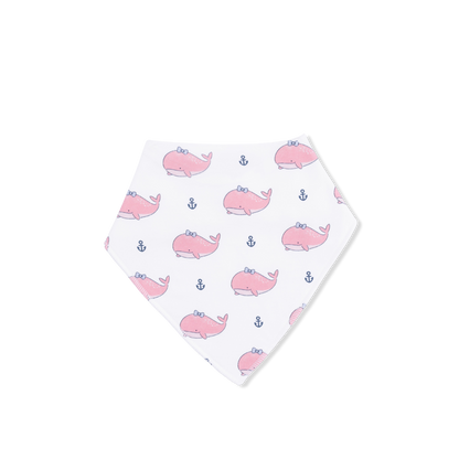 Bubbly Whale with Bow  Pink - Bandana Bib - Hello Baby Apparel