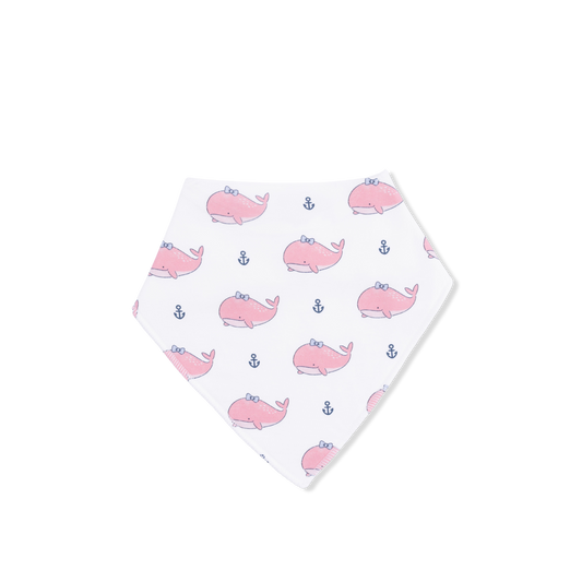 Bubbly Whale with Bow  Pink - Bandana Bib - Hello Baby Apparel