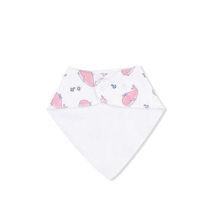 Bubbly Whale with Bow  Pink - Bandana Bib - Hello Baby Apparel