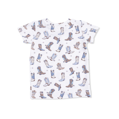 Cowboy Boots - Short Sleeve Loungewear Set - Hello Baby Apparel