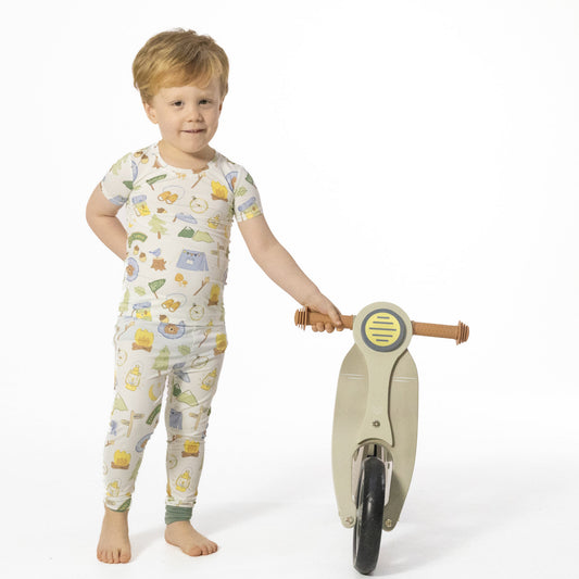 Camping Blue - Short Sleeve Loungewear Set - Hello Baby Apparel