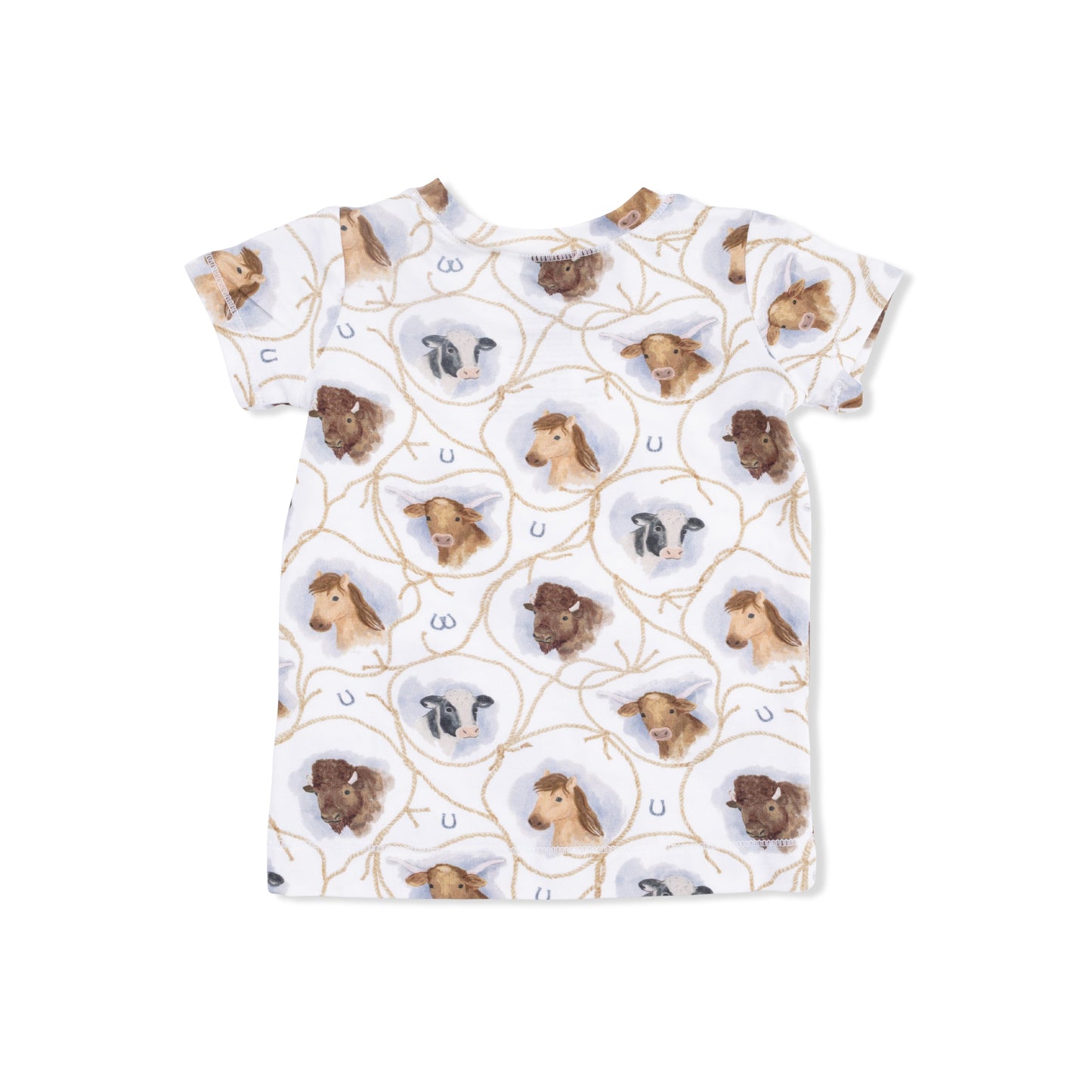 Farm Animals Rope Cameos Uni - Short Sleeve Loungewear Set - Hello Baby Apparel