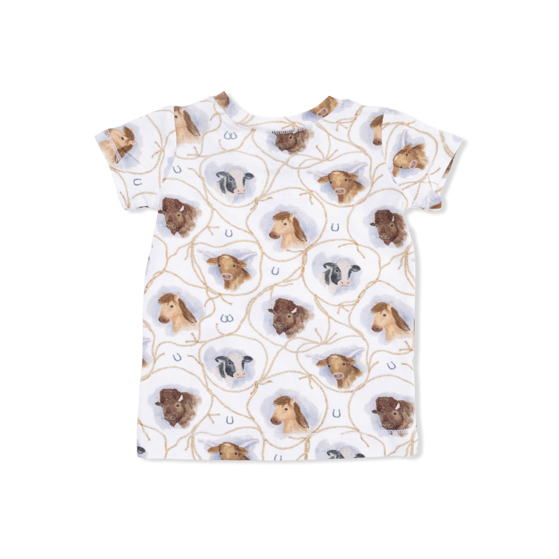 Farm Animals Rope Cameos Uni - Short Sleeve Loungewear Set - Hello Baby Apparel