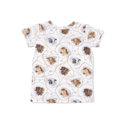 Farm Animals Rope Cameos Uni - Short Sleeve Loungewear Set - Hello Baby Apparel