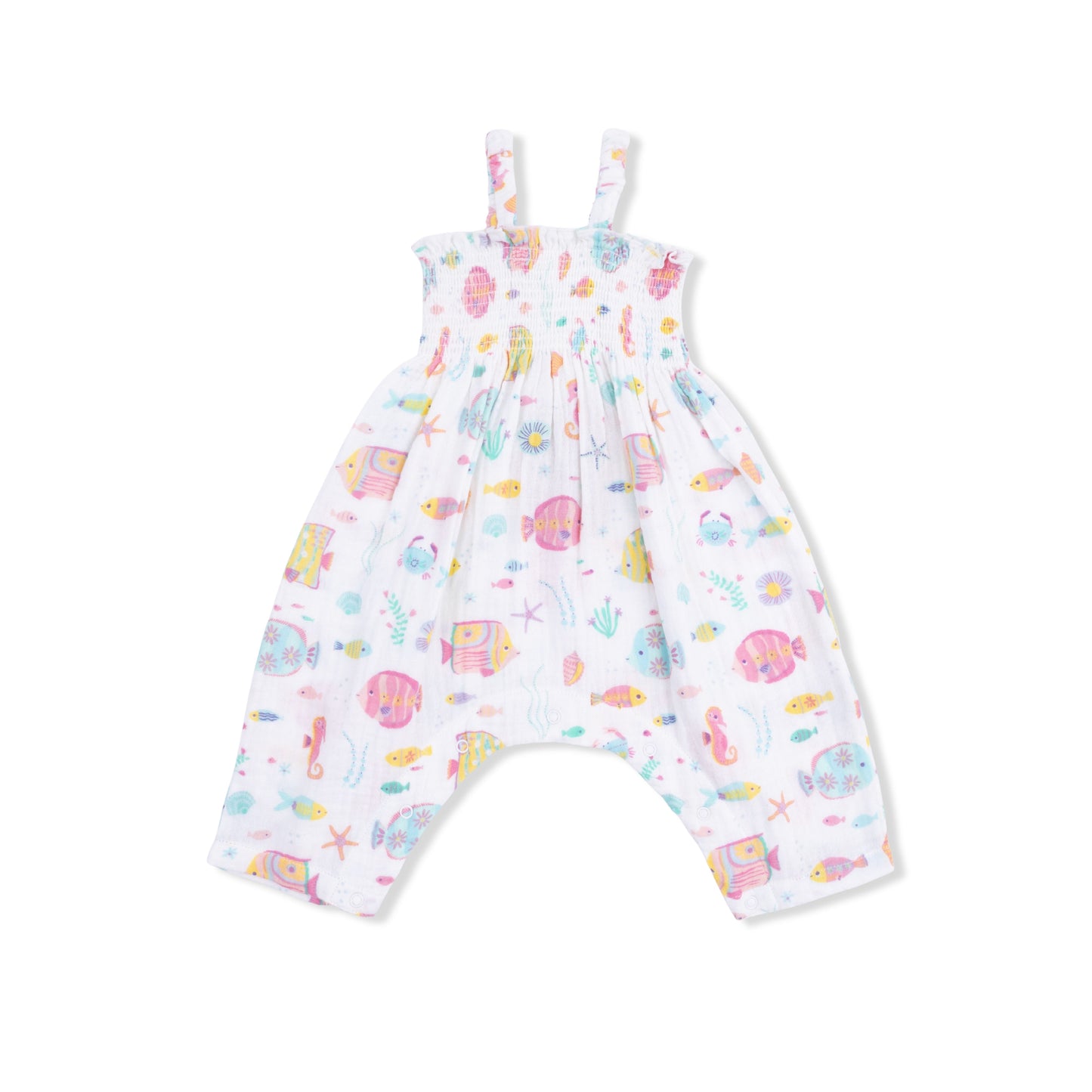 Sunny Coral Reef Fish - Smocked Romper - Hello Baby Apparel