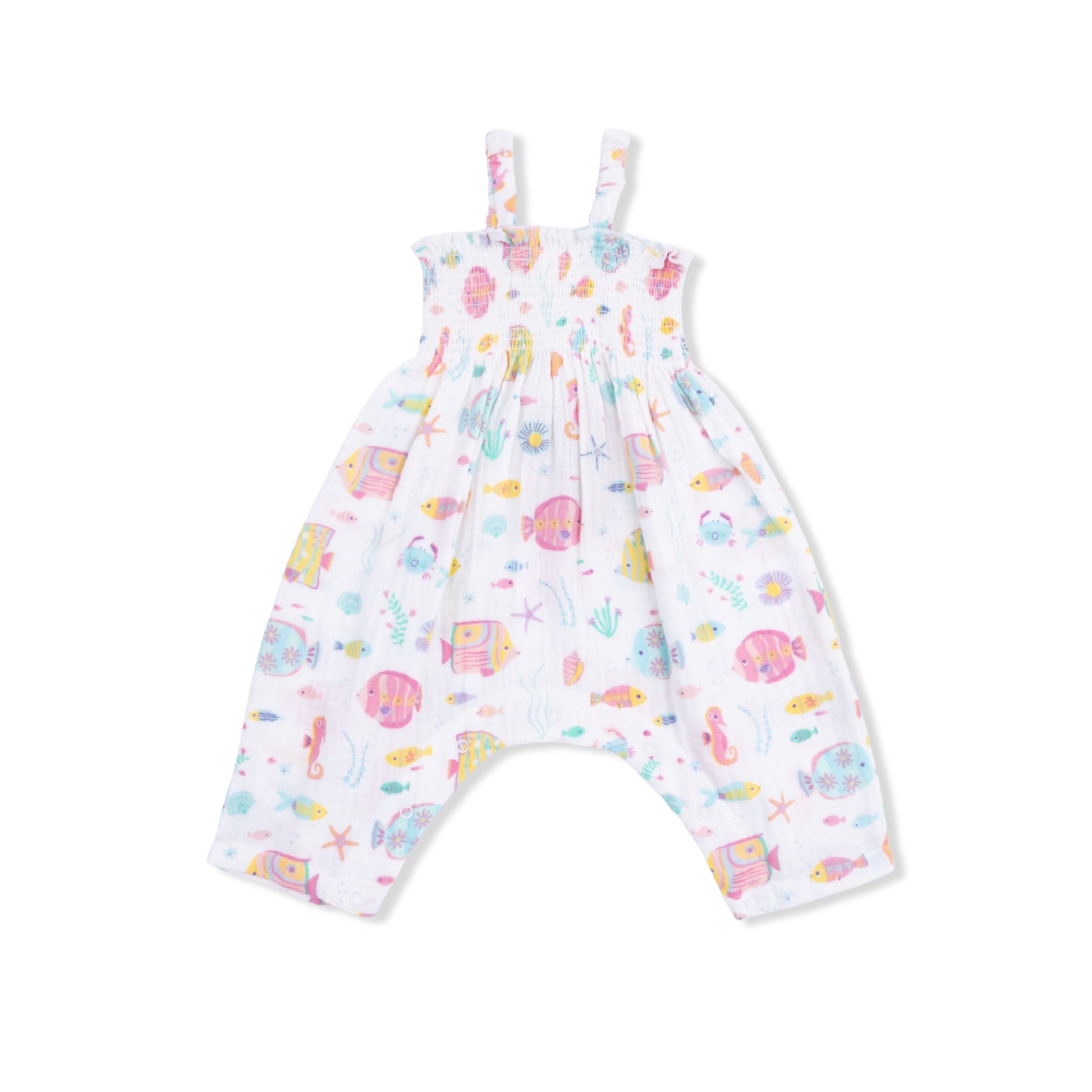 Sunny Coral Reef Fish - Smocked Romper - Hello Baby Apparel