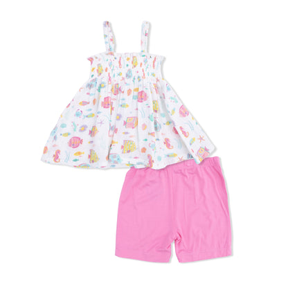 Sunny Coral Reef Fish - Smocked Top with Bike Short - Hello Baby Apparel