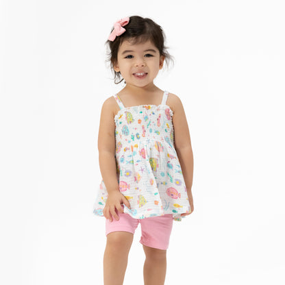 Sunny Coral Reef Fish - Smocked Top with Bike Short - Hello Baby Apparel