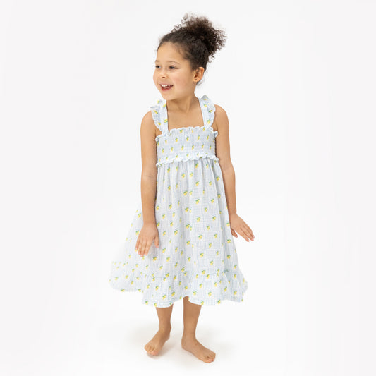Lovely Lemons - Smocked Ruffle Sundress with Bloomer - Hello Baby Apparel