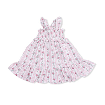 Winding Roses Stripe - Smocked Ruffle Sundress & Bloomer - Hello Baby Apparel