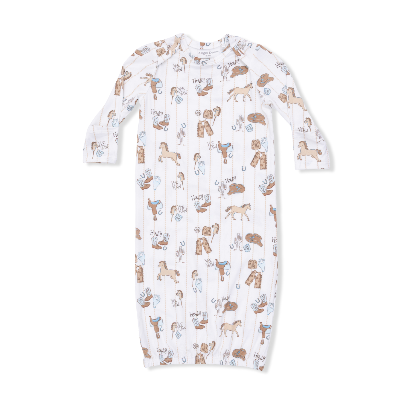 Cowboy Nursery - Lap Shoulder Gown & Beanie Hat - Hello Baby Apparel