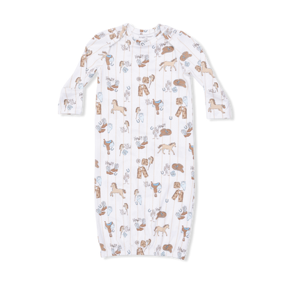 Cowboy Nursery - Lap Shoulder Gown & Beanie Hat - Hello Baby Apparel